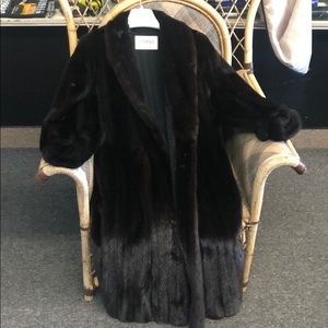 Black Mink Knee Length Fur Coat